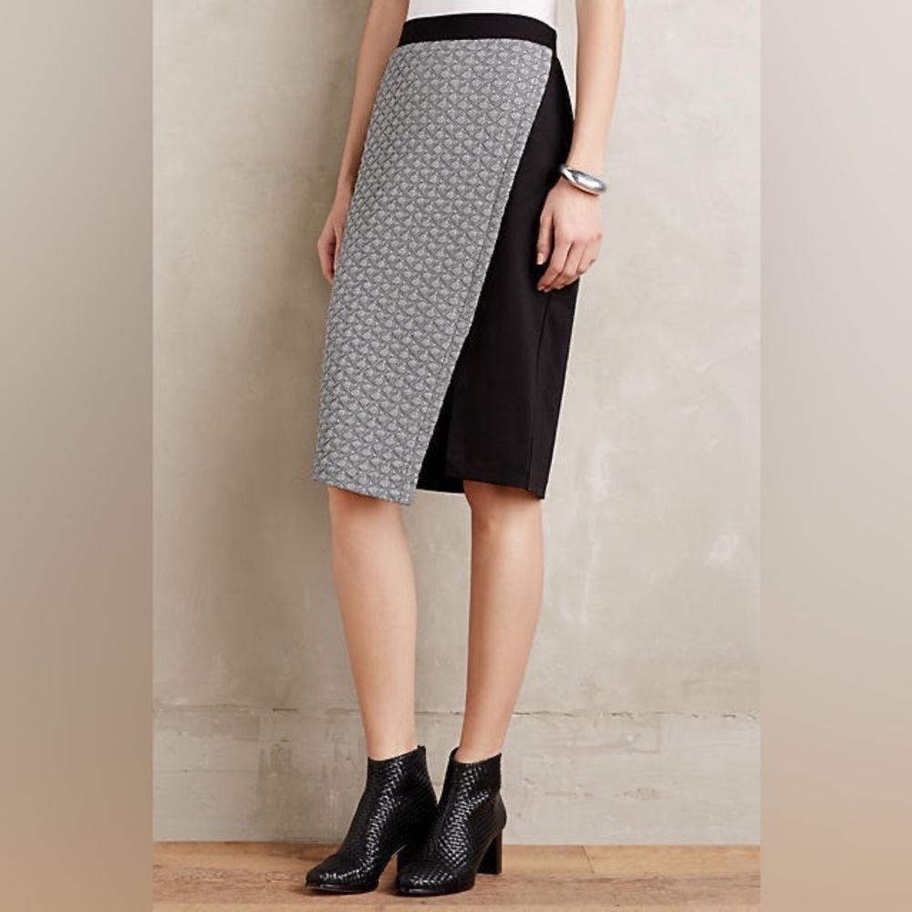 Anthropologie HD in Paris Faux Wrap Quilted Addie Midi Skirt Size 8 Medium M